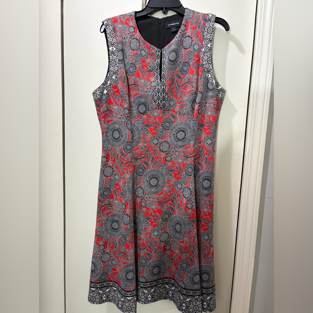 Floral Sleeveless Dress - Red and Gray - Picture 1 of 6